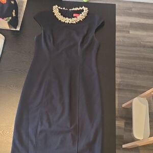 Betsey Johnson Dark Navy Dress with Pearl Accents